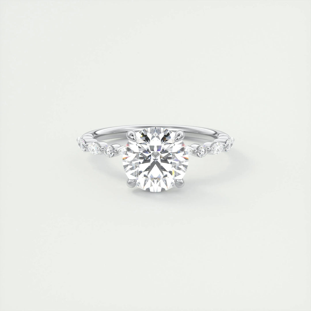 2ct Round F - VS1 Lab Grown Diamond Pave Engagement Ring - Doozy Diamonds
