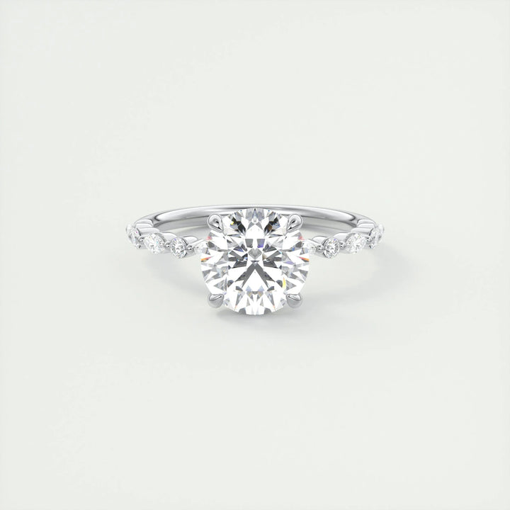2ct Round F - VS1 Lab Grown Diamond Pave Engagement Ring - Doozy Diamonds