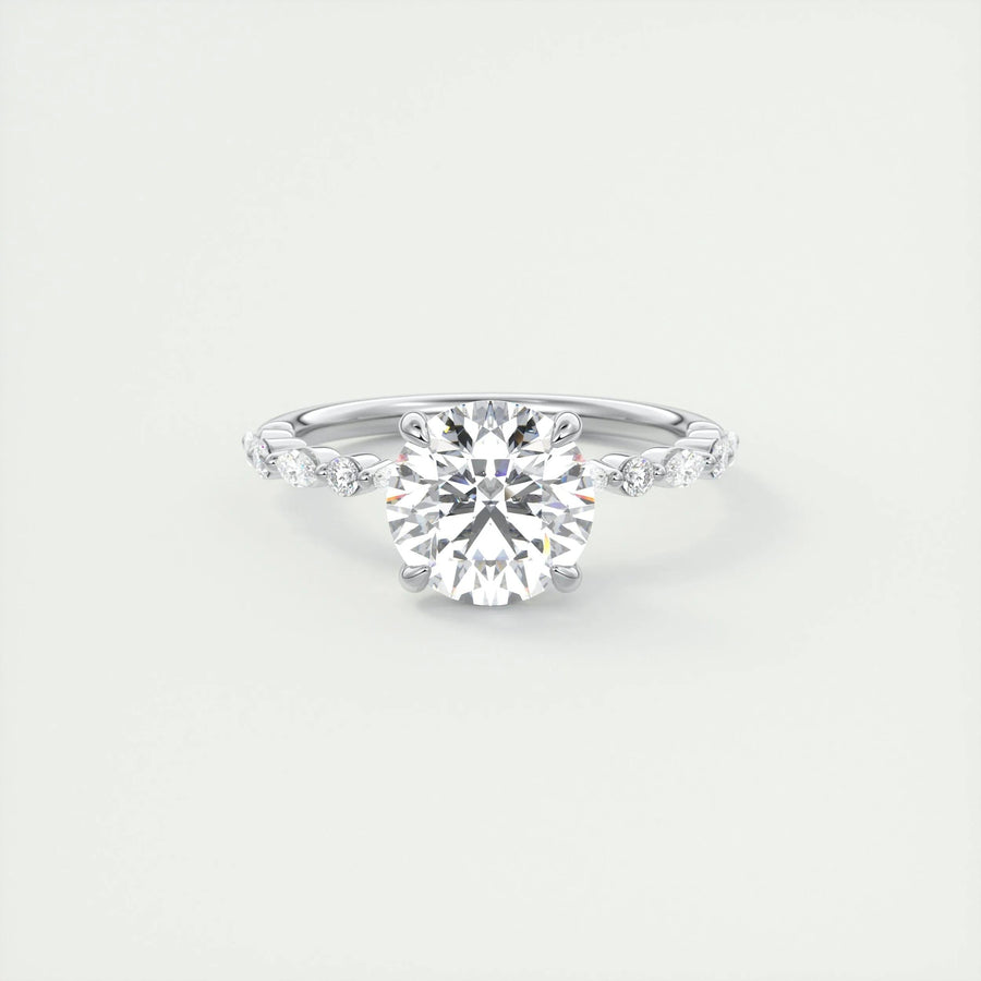 2ct Round F - VS1 Lab Grown Diamond Pave Engagement Ring - Doozy Diamonds