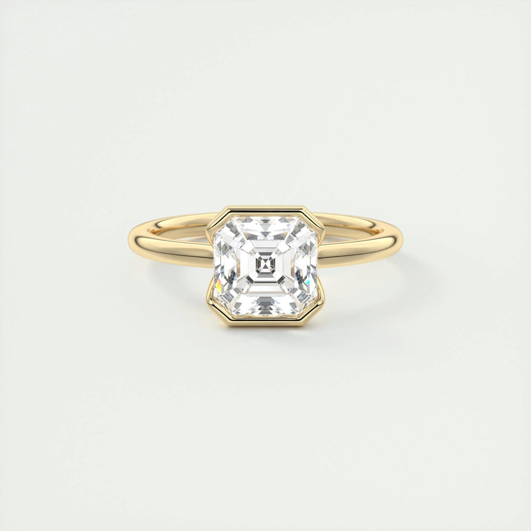 2ct Asscher Shaped F- VS1 Lab Grown Diamond Solitaire Engagement Ring