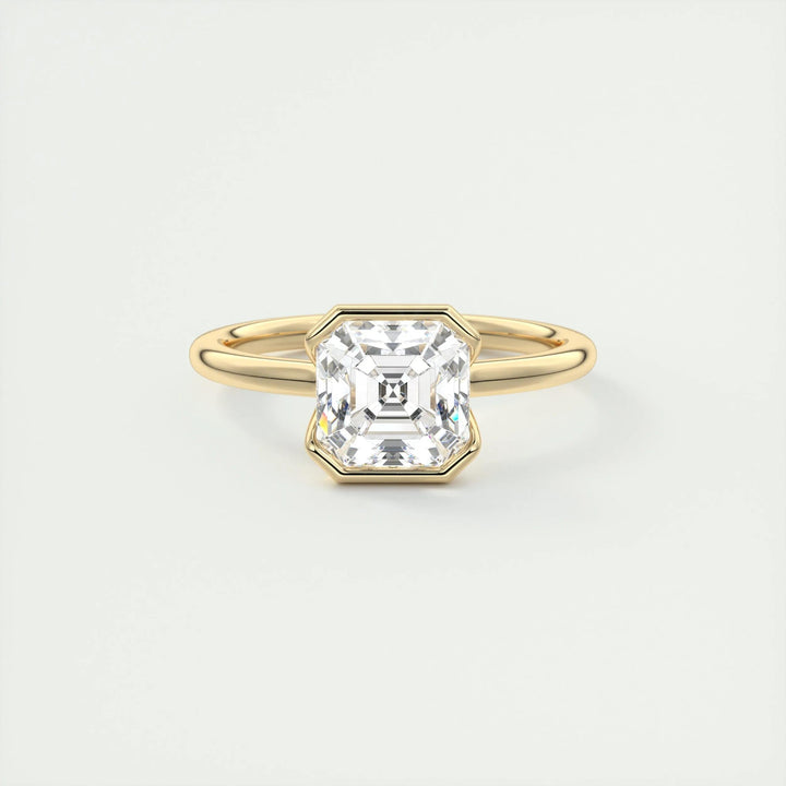 2ct Asscher Shaped F- VS1 Lab Grown Diamond Solitaire Engagement Ring