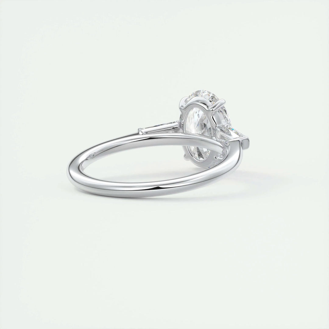 2ct Oval F - VS1 Lab Grown Diamond Three Stones Engagement Ring - Doozy Diamonds