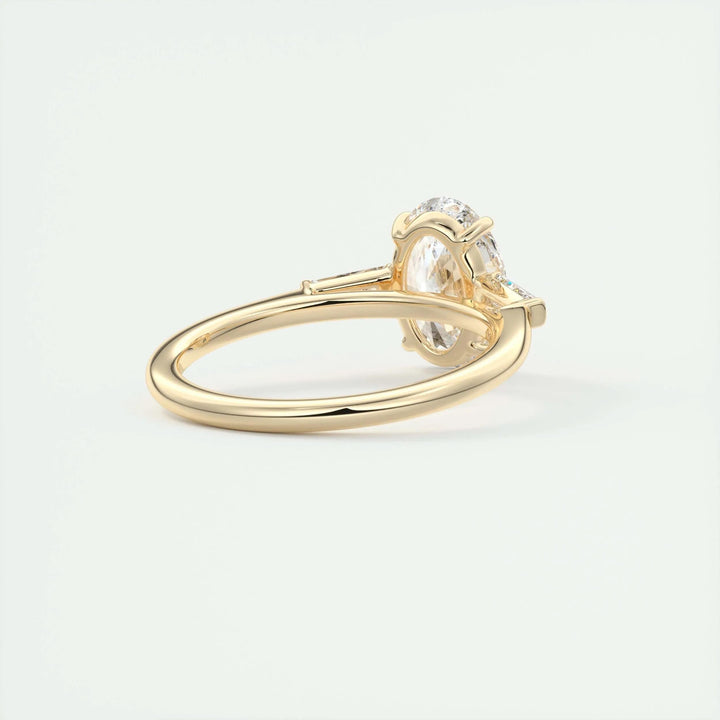 2ct Oval F - VS1 Lab Grown Diamond Three Stones Engagement Ring - Doozy Diamonds