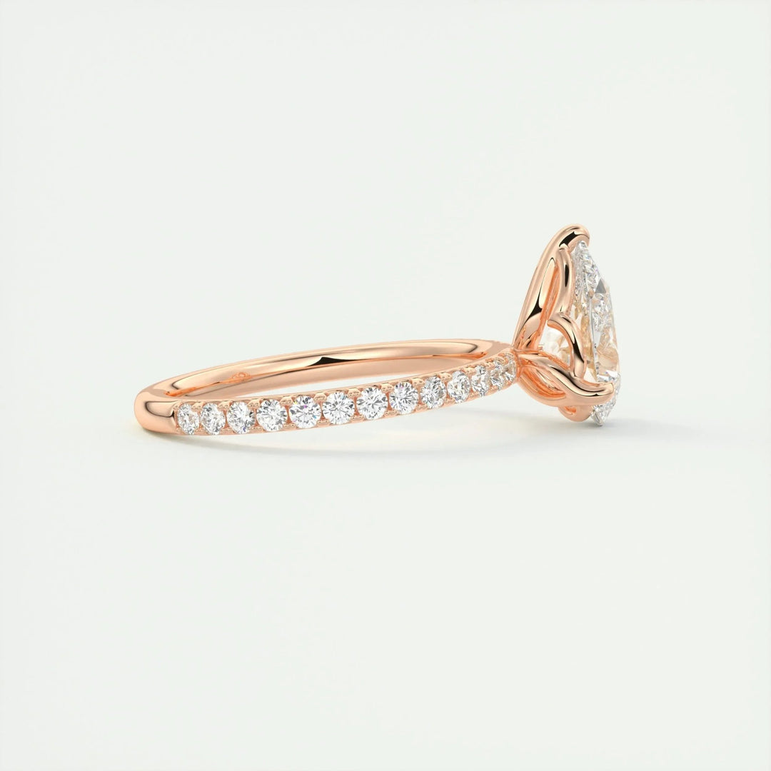 2ct Pear F - VS1 Diamond Pave Engagement Ring - Doozy Diamonds