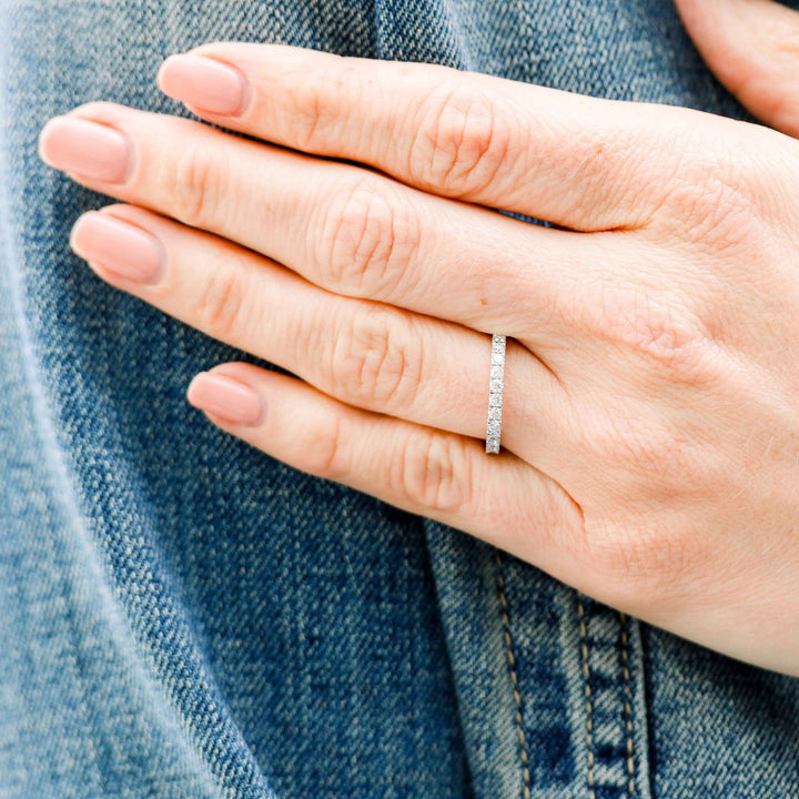 1.7mm Emerald Cut Moissanite Diamond Eternity Wedding Band