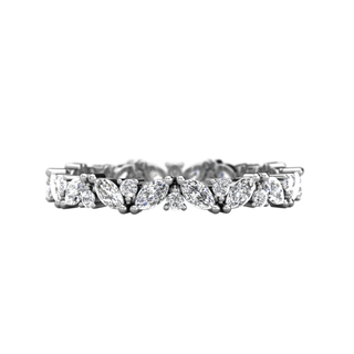 2.0mm Marquise and Round Cut Half Eternity Wedding Band