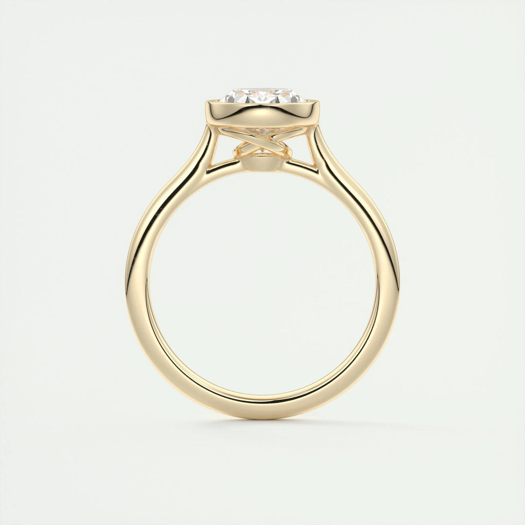 2ct Bezel Set Oval F- VS1 Diamond Solitaire Lab Grown Engagement Ring
