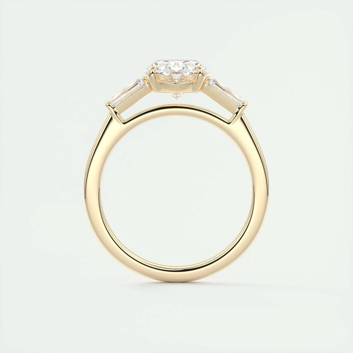 2ct Oval F - VS1 Lab Grown Diamond Three Stones Engagement Ring - Doozy Diamonds