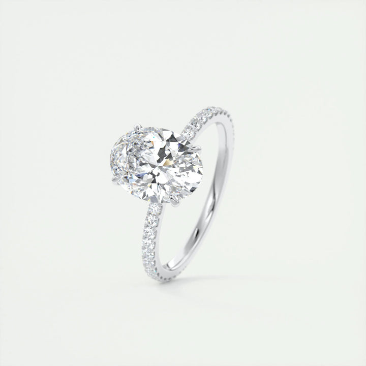 2ct Oval F - VS1 Lab Grown Diamond Pave Engagement Ring - Doozy Diamonds