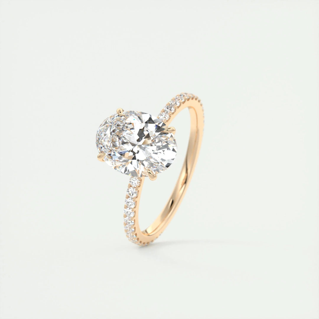 2ct Oval F - VS1 Lab Grown Diamond Pave Engagement Ring - Doozy Diamonds