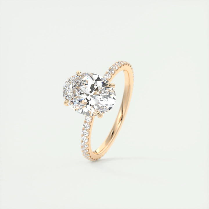 2ct Oval F - VS1 Lab Grown Diamond Pave Engagement Ring - Doozy Diamonds