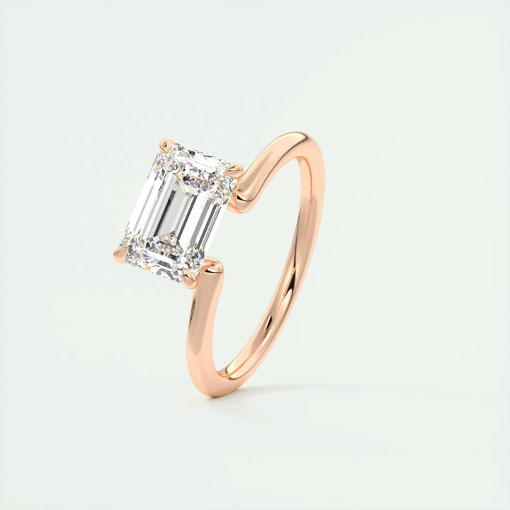 2ct Emerald Cut F - VS1 Lab Grown Diamond Solitaire Engagement Ring - Doozy Diamonds