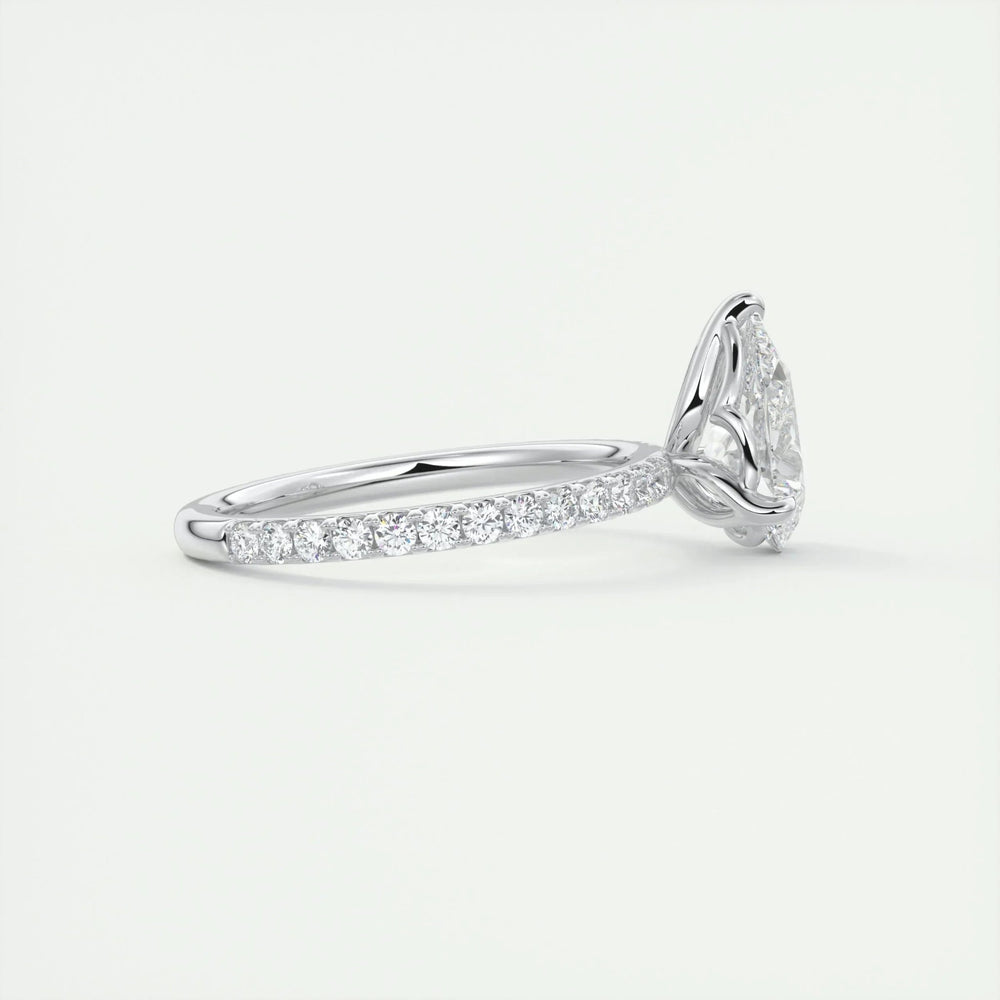 2ct Pear F - VS1 Diamond Pave Engagement Ring - Doozy Diamonds