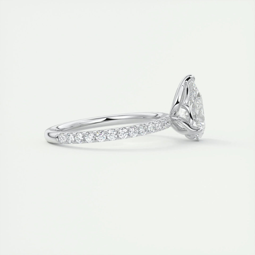 2ct Pear F - VS1 Diamond Pave Engagement Ring - Doozy Diamonds