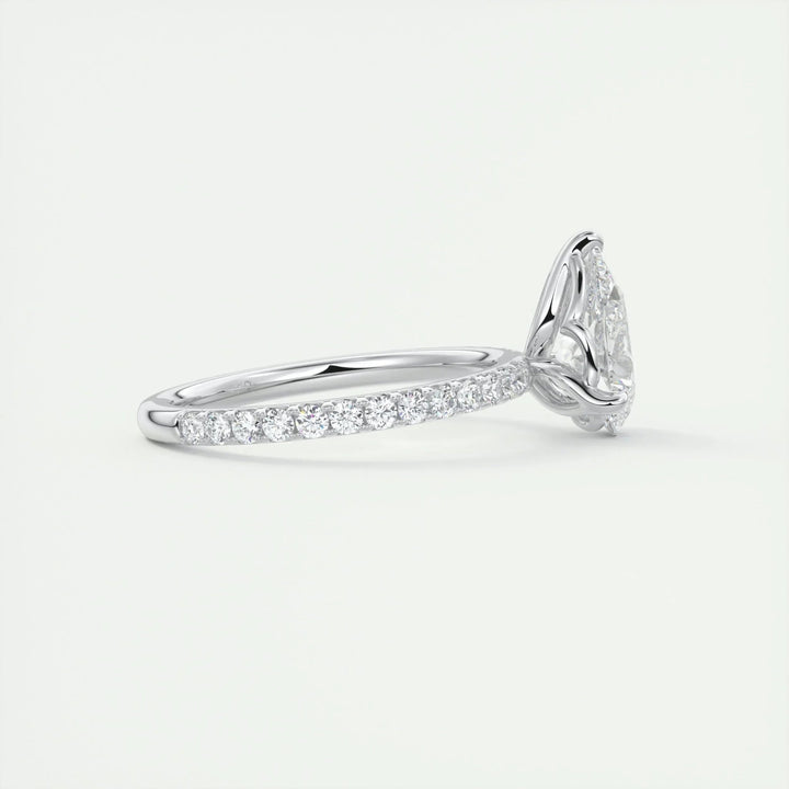 2ct Pear F - VS1 Diamond Pave Engagement Ring - Doozy Diamonds