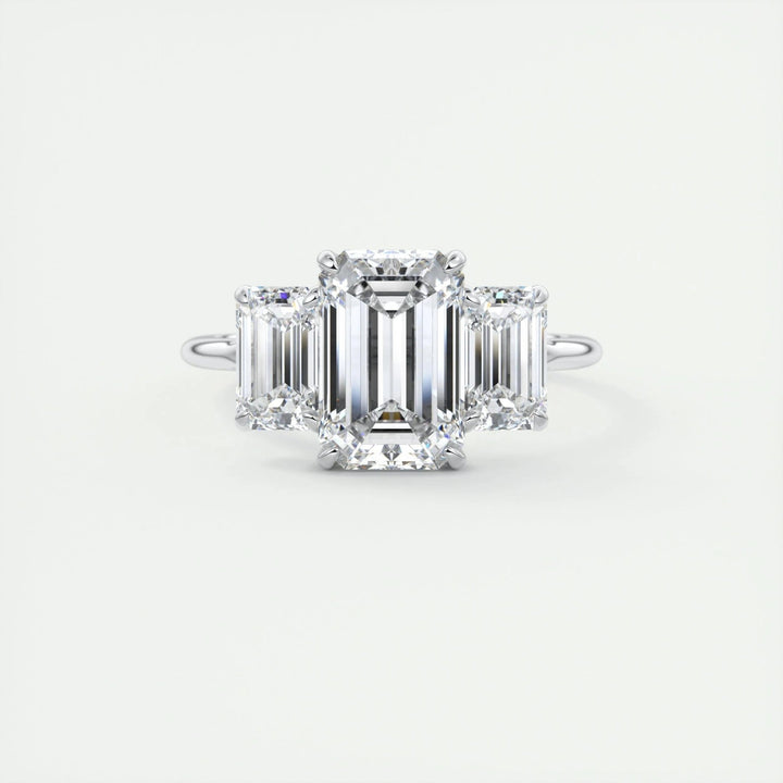 2ct Emerald F - VS1 Lab Grown Diamond Three Stones Engagement Ring - Doozy Diamonds