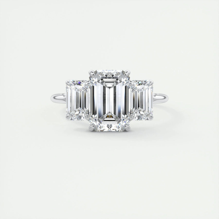 2ct Emerald F - VS1 Lab Grown Diamond Three Stones Engagement Ring - Doozy Diamonds