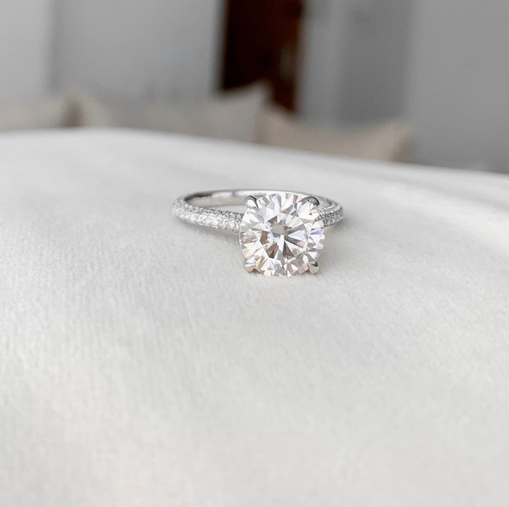 2.50CT Round Hidden Halo Moissanite Diamond Engagement Ring
