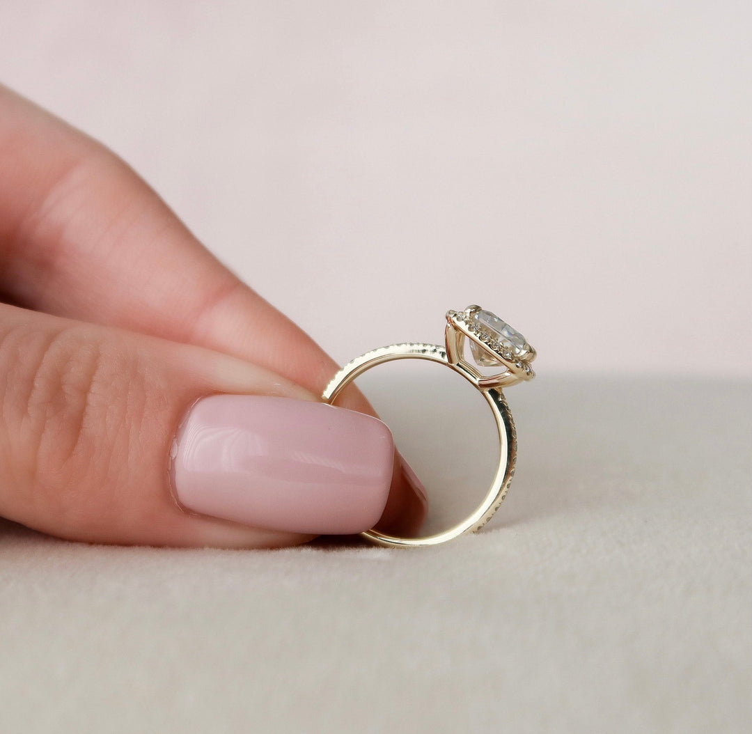 3.50CT Radiant Halo Moissanite Diamond Engagement Ring