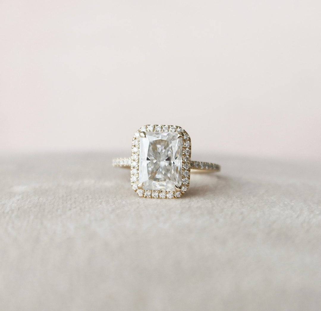 3.50CT Radiant Halo Moissanite Diamond Engagement Ring