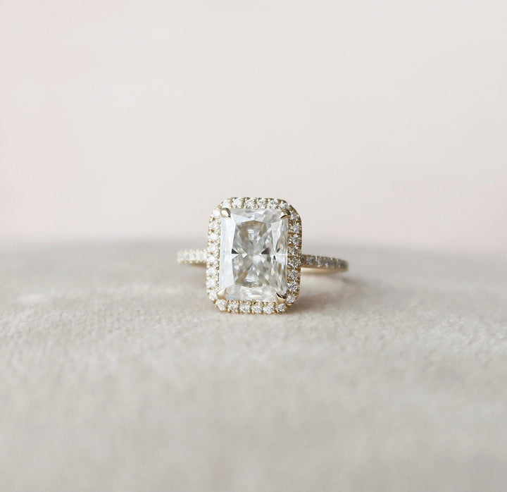 3.50CT Radiant Halo Moissanite Diamond Engagement Ring