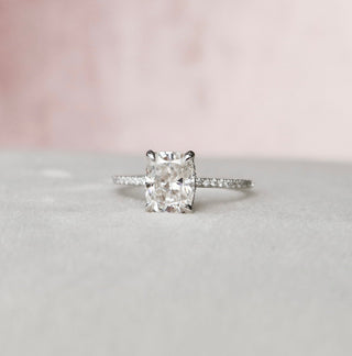 2.50CT Elongated Cushion Hidden Halo Moissanite Diamond Engagement Ring