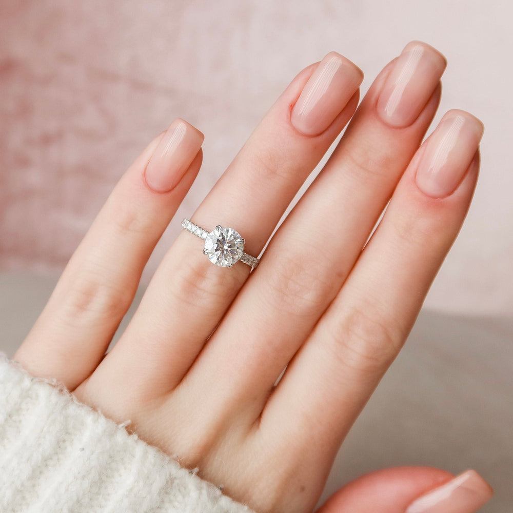 2.0CT Round Hidden Halo Moissanite Diamond Engagement Ring