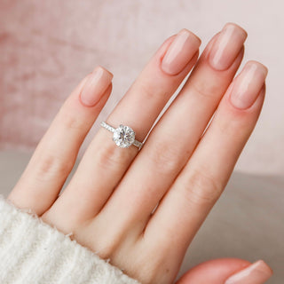 2.0CT Round Hidden Halo Moissanite Diamond Engagement Ring