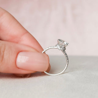 2.0CT Round Hidden Halo Moissanite Diamond Engagement Ring