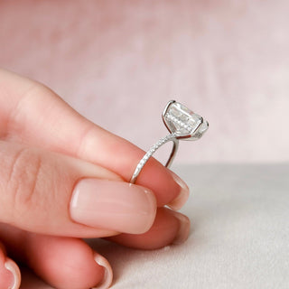 6.0CT Elongated Cushion Moissanite Hidden Halo Diamond Engagement Ring