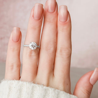 2.0CT Round Hidden Halo Moissanite Diamond Engagement Ring
