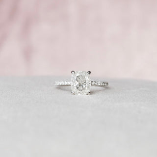 2.0CT Elongated Cushion Hidden Halo Moissanite Diamond Engagement Ring