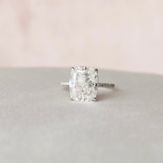 6.0CT Elongated Cushion Moissanite Hidden Halo Diamond Engagement Ring