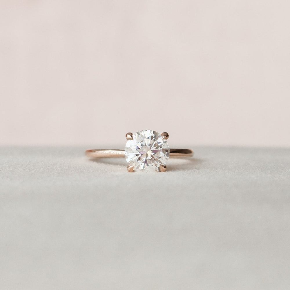1.50CT Round  Unique Hidden Halo Moissanite Diamond Engagement Ring