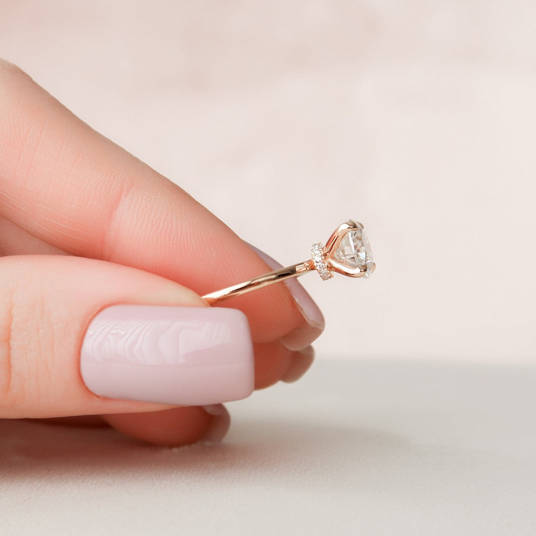 1.50CT Round  Unique Hidden Halo Moissanite Diamond Engagement Ring