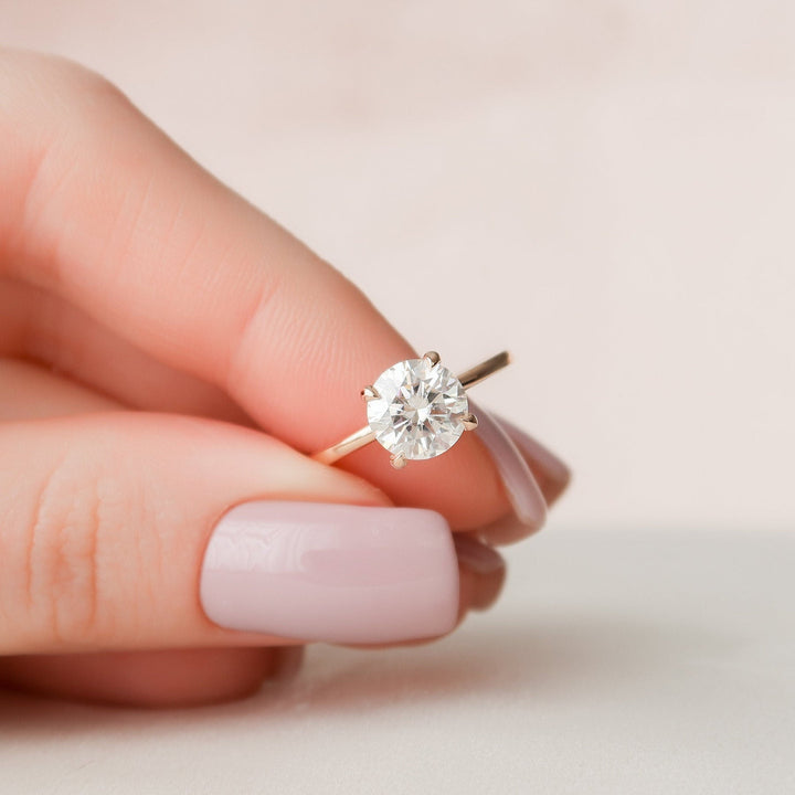 1.50CT Round  Unique Hidden Halo Moissanite Diamond Engagement Ring