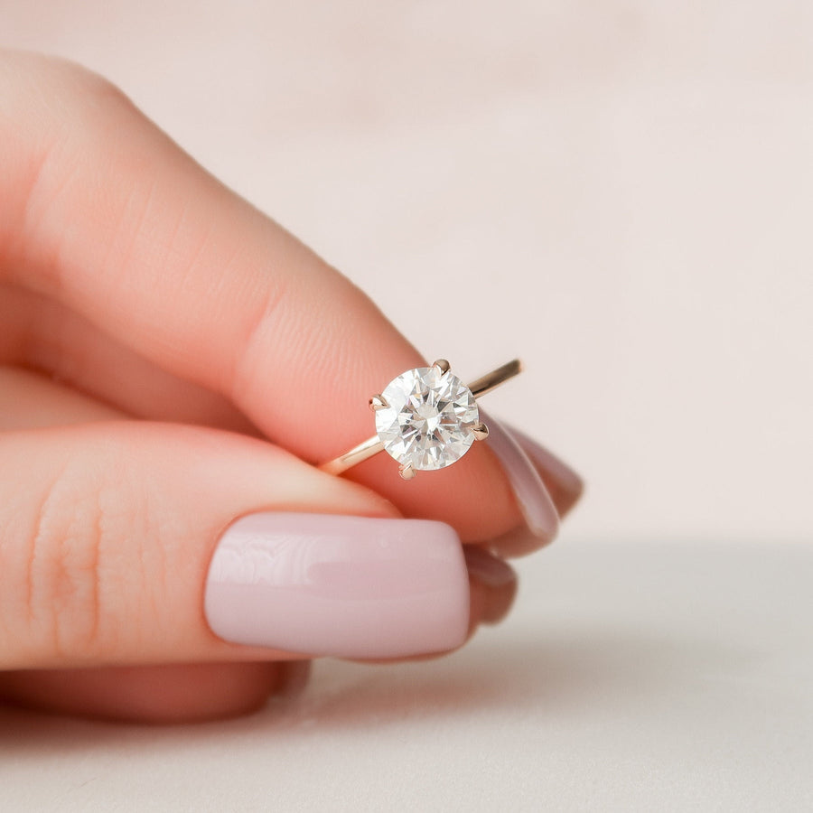 1.50CT Round  Unique Hidden Halo Moissanite Diamond Engagement Ring