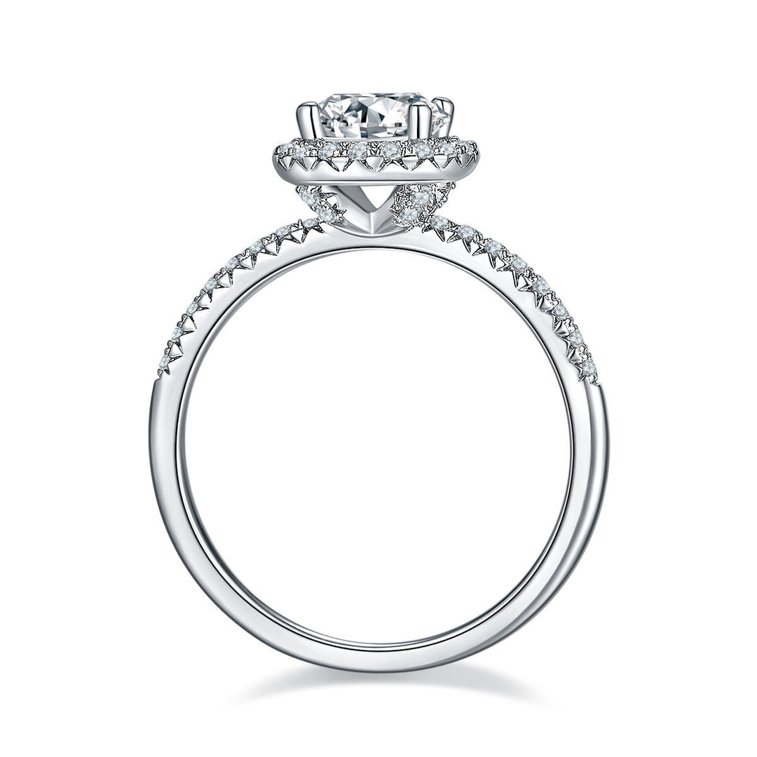 1.0ct Round Cut Halo Cathedral Moissanite Diamond Engagement Ring