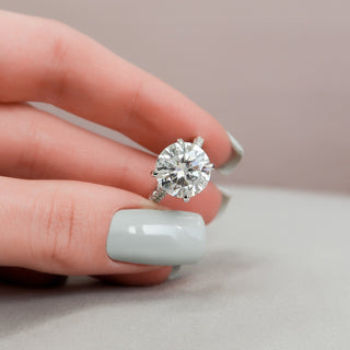 5.0CT Round Brilliant Hidden Halo Moissanite Micro Pave Diamond Engagement Ring