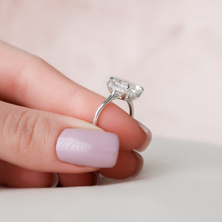 5.0CT Oval Hidden Halo Moissanite Diamond Engagement Ring
