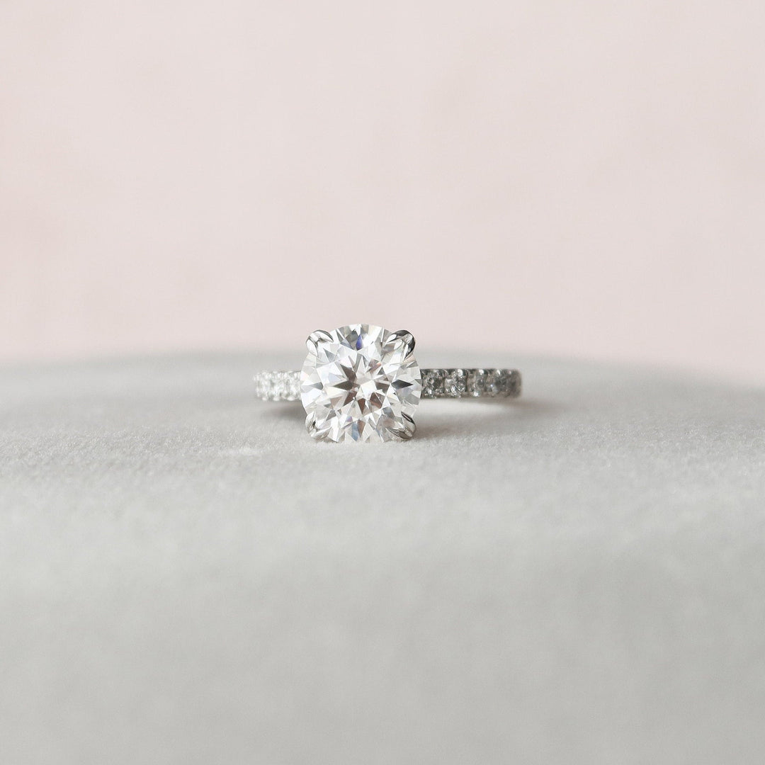 2.0CT Round Hidden Halo Moissanite Diamond Engagement Ring