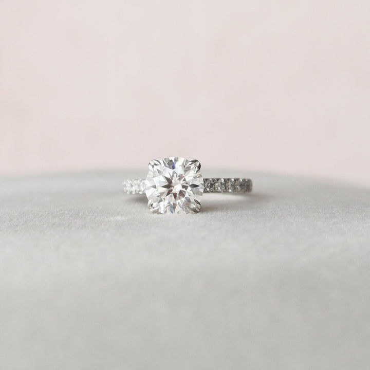 2.0CT Round Hidden Halo Moissanite Diamond Engagement Ring