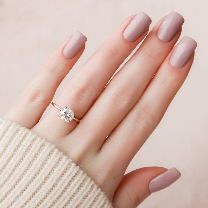 1.50CT Round  Unique Hidden Halo Moissanite Diamond Engagement Ring
