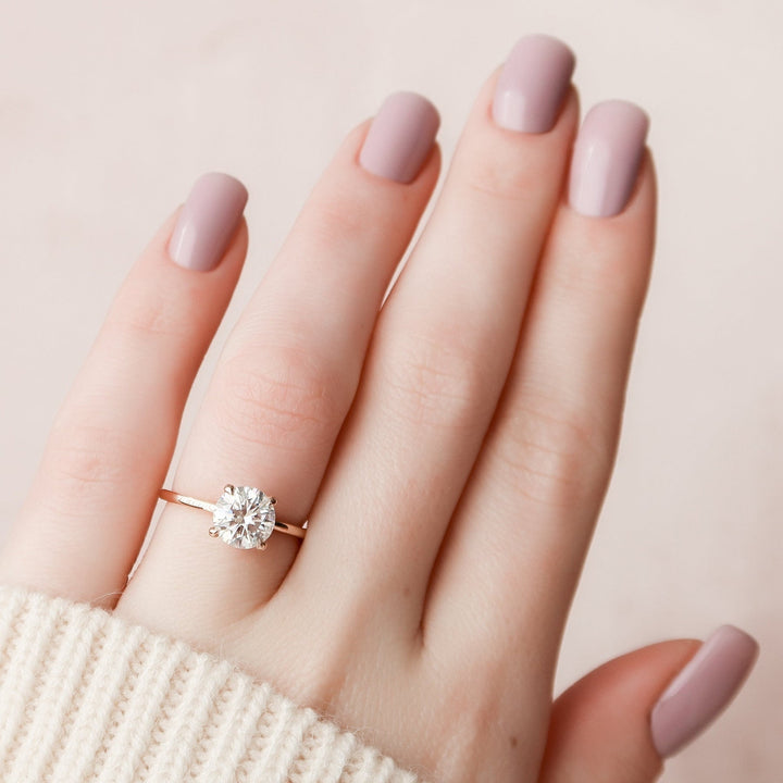 1.50CT Round  Unique Hidden Halo Moissanite Diamond Engagement Ring
