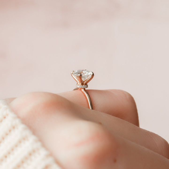 1.50CT Round  Unique Hidden Halo Moissanite Diamond Engagement Ring
