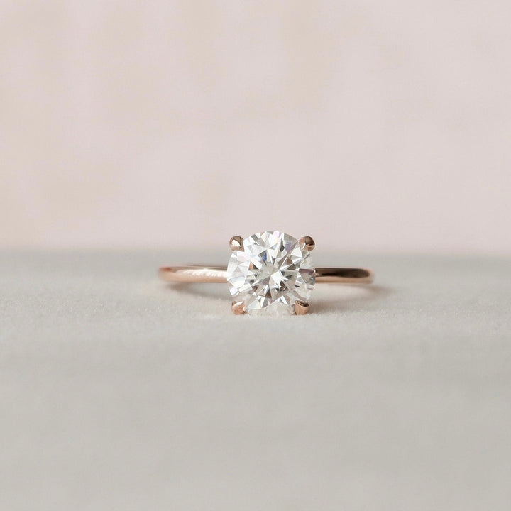 1.50CT Round  Unique Hidden Halo Moissanite Diamond Engagement Ring