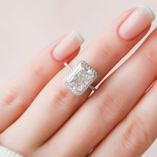 5.0CT Radiant Halo Moissanite Diamond Engagement Ring