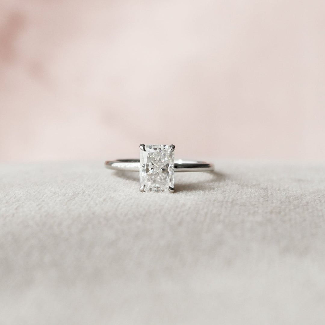 1.50CT Radiant Hidden Halo Moissanite Diamond Engagement Ring