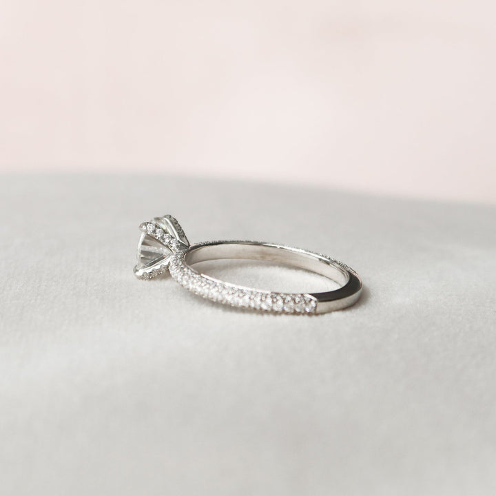 1.50CT Round Brilliant Cut Moissanite 3 Side Pave Diamond Engagement Ring