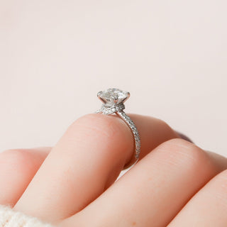 2.0CT Round Hidden Halo Moissanite Diamond Engagement Ring
